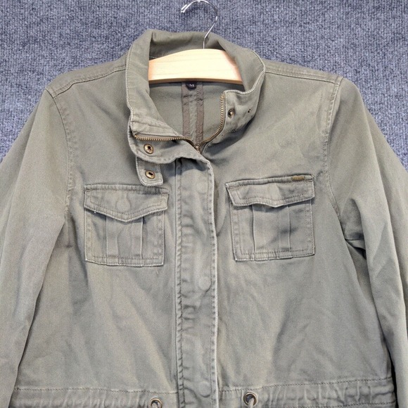 Max Jeans Women's Full Zip Utility Jacket Green Medium Drawstring Waist - Picture 3 of 13